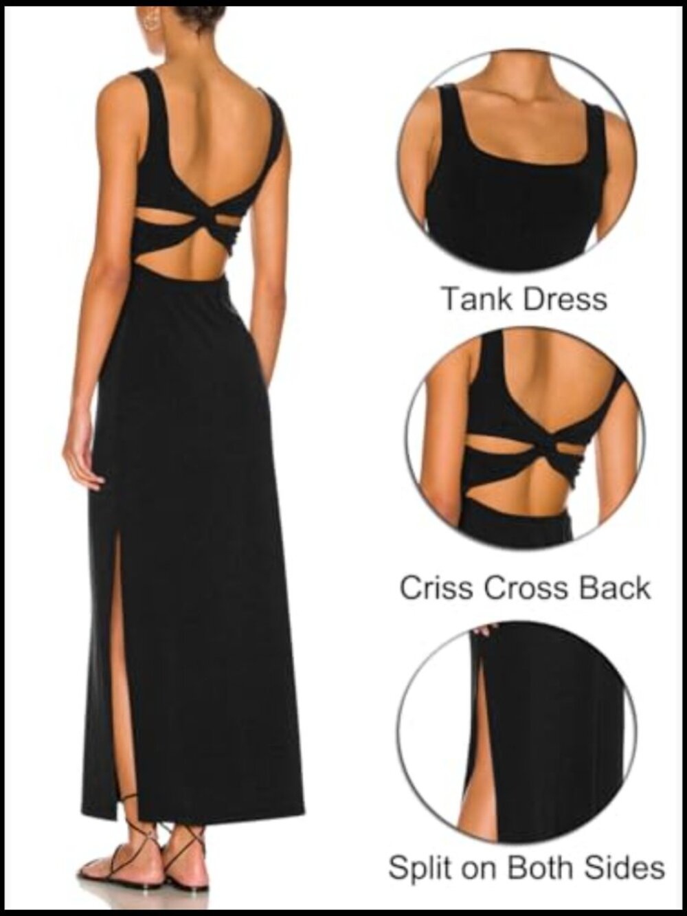 Backless Maxi Dress with High Sides Slit and Twist Back - Picture 4 of 7